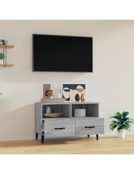 Mobile Porta TV Grigio Sonoma 80x36x50 cm in Legno Multistrato