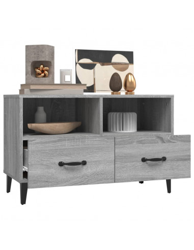 Mobile Porta TV Grigio Sonoma 80x36x50 cm in Legno Multistrato