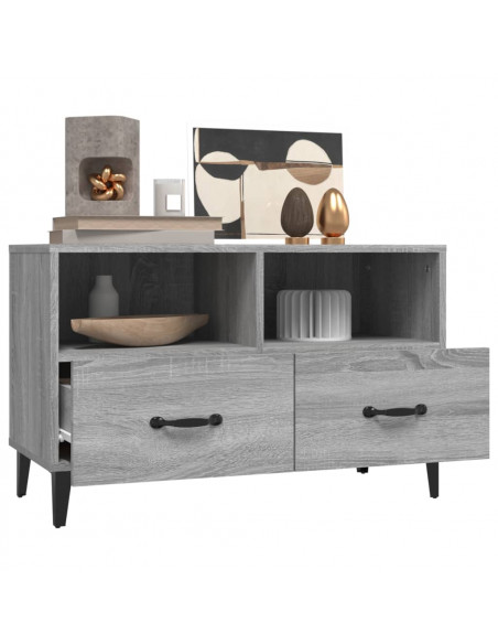 Mobile Porta TV Grigio Sonoma 80x36x50 cm in Legno Multistrato
