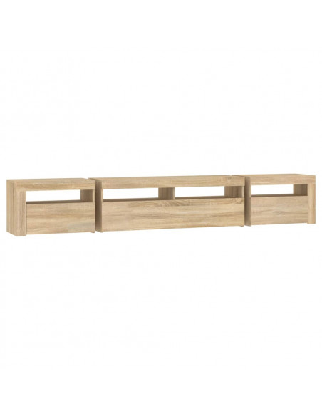 Mobile Porta TV con Luci LED Rovere Sonoma 240x35x40 cm