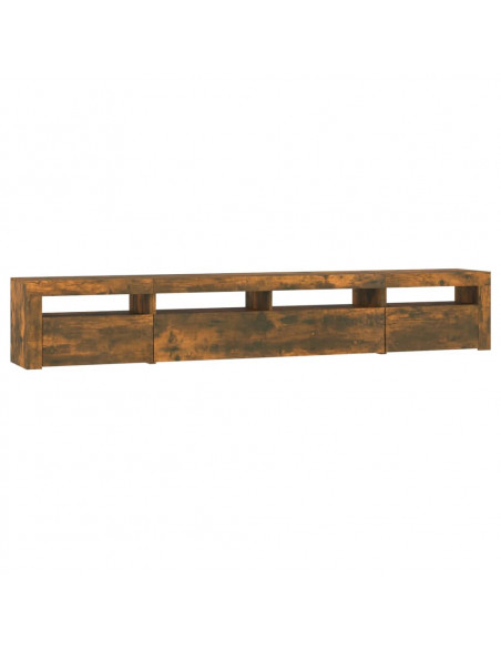 Mobile Porta TV con Luci LED Rovere Fumo 240x35x40 cm