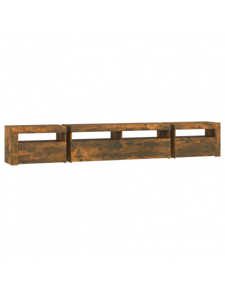 Mobile Porta TV con Luci LED Rovere Fumo 240x35x40 cm