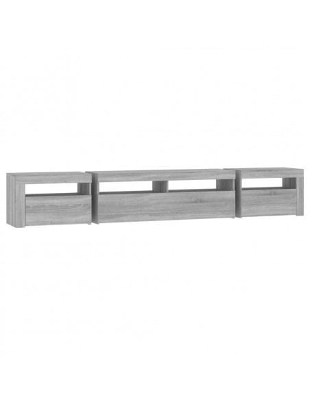 Mobile Porta TV con Luci LED Grigio Sonoma 240x35x40 cm