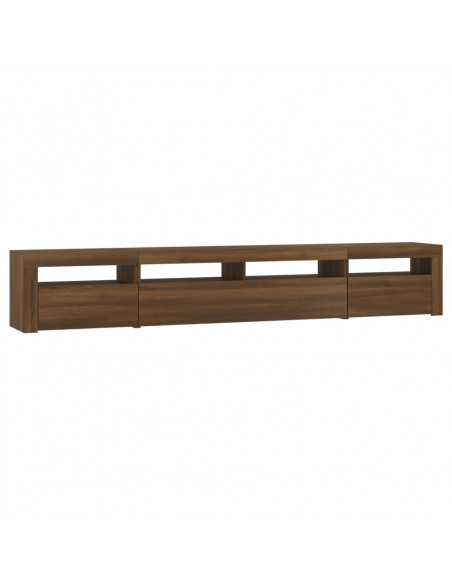 Mobile Porta TV con Luci LED Rovere Marrone 240x35x40 cm
