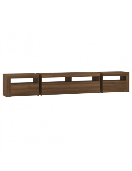 Mobile Porta TV con Luci LED Rovere Marrone 240x35x40 cm