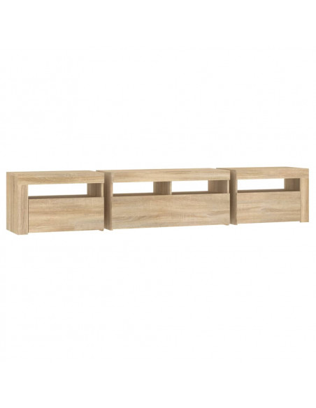 Mobile Porta TV con Luci LED Rovere Sonoma 210x35x40 cm