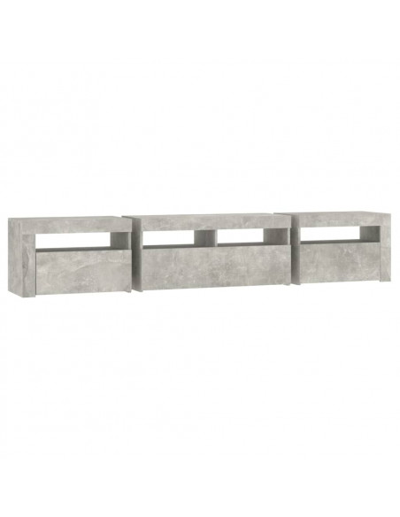 Mobile Porta TV con Luci LED Grigio Cemento 210x35x40 cm