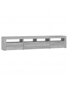 Mobile Porta TV con Luci LED Grigio Sonoma 210x35x40 cm 2