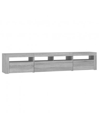 Mobile Porta TV con Luci LED Grigio Sonoma 210x35x40 cm