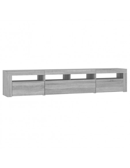 Mobile Porta TV con Luci LED Grigio Sonoma 210x35x40 cm