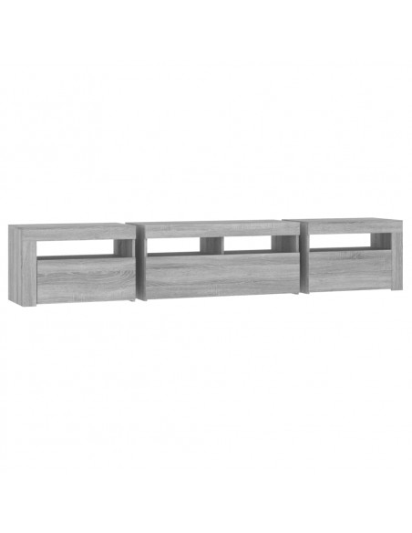 Mobile Porta TV con Luci LED Grigio Sonoma 210x35x40 cm