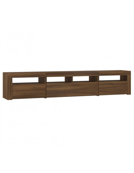 Mobile Porta TV con Luci LED Rovere Marrone 210x35x40 cm
