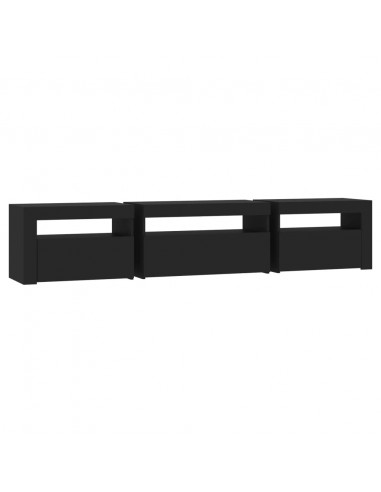 Mobile Porta TV con Luci LED Nero 195x35x40 cm