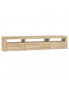 Mobile Porta TV con Luci LED Rovere Sonoma 195x35x40 cm 2