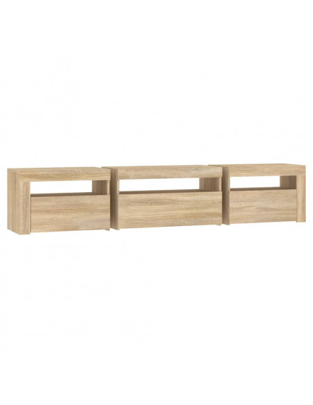 Mobile Porta TV con Luci LED Rovere Sonoma 195x35x40 cm
