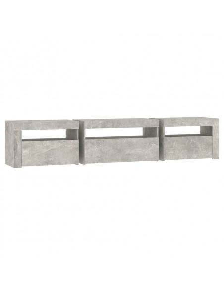 Mobile Porta TV con Luci LED Grigio Cemento 195x35x40 cm