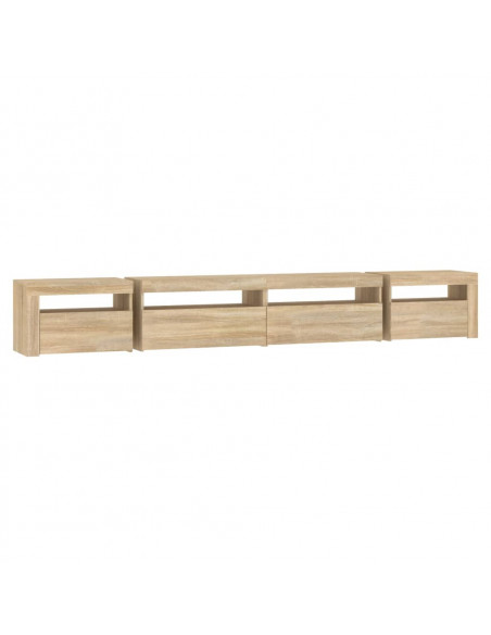 Mobile Porta TV con Luci LED Rovere Sonoma 270x35x40 cm