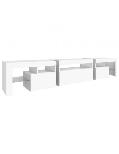 Mobile Porta TV con Luci LED Bianco 215x36,5x40 cm