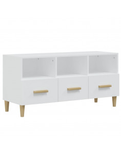 Mobile Porta TV Bianco Lucido 102x36x50 cm in Legno Multistrato 2