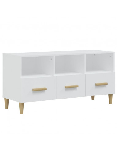 Mobile Porta TV Bianco Lucido 102x36x50 cm in Legno Multistrato