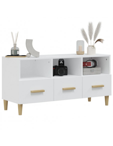 Mobile Porta TV Bianco Lucido 102x36x50 cm in Legno Multistrato