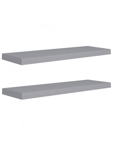Scaffali a Parete 2 pz Grigi 80x23,5x3,8 cm in MDF