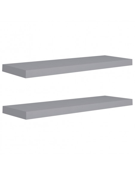 Scaffali a Parete 2 pz Grigi 80x23,5x3,8 cm in MDF