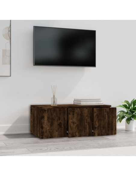 Mobile Porta TV Rovere Fumo 80x34x30 cm in Legno Multistrato