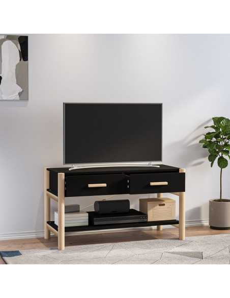 Mobile Porta TV Nero 82x38x45 cm in Legno Multistrato