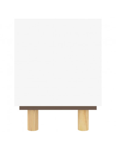 Mobile TV Bianco 105x30x40 cm Massello Pino e Rattan Naturale