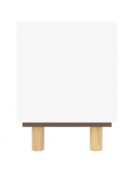 Mobile TV Bianco 105x30x40 cm Massello Pino e Rattan Naturale