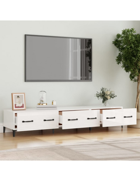 Mobile Porta TV Bianco Lucido 150x34,5x30 cm Legno Multistrato