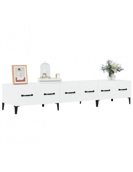 Mobile Porta TV Bianco Lucido 150x34,5x30 cm Legno Multistrato