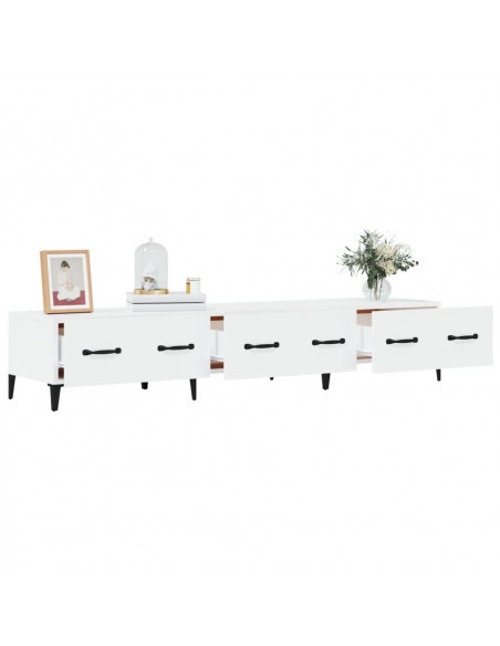 Mobile Porta TV Bianco Lucido 150x34,5x30 cm Legno Multistrato