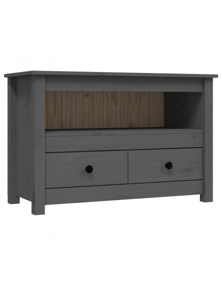 Mobile Porta TV Grigio 79x35x52 cm in Legno Massello di Pino