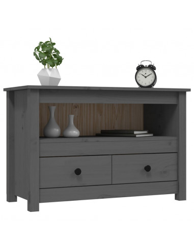 Mobile Porta TV Grigio 79x35x52 cm in Legno Massello di Pino