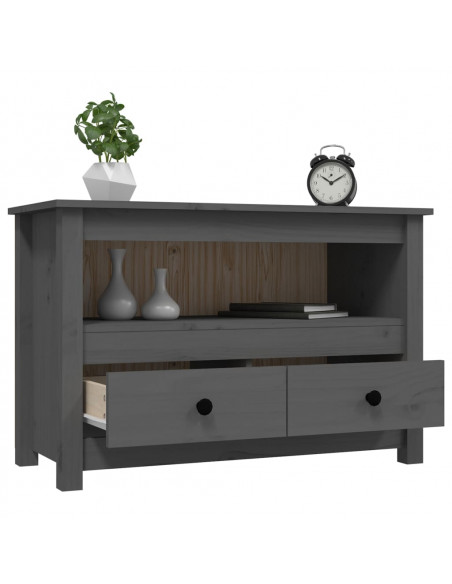 Mobile Porta TV Grigio 79x35x52 cm in Legno Massello di Pino