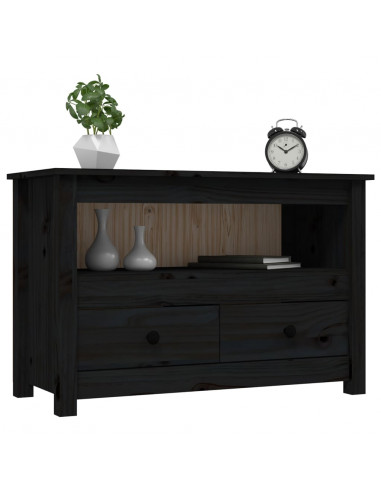 Mobile Porta TV Nero 79x35x52 cm in Legno Massello di Pino
