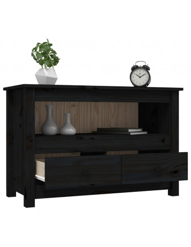 Mobile Porta TV Nero 79x35x52 cm in Legno Massello di Pino