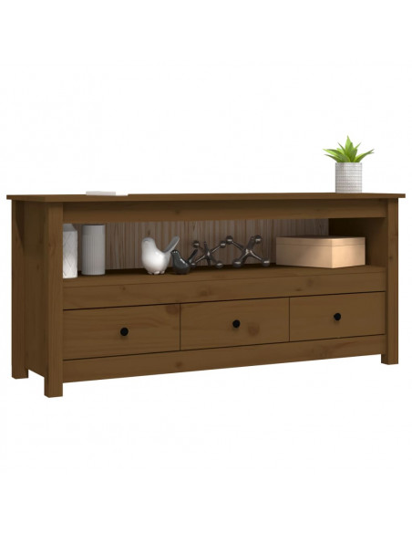 Mobile Porta TV Miele 114x35x52 cm in Legno Massello di Pino
