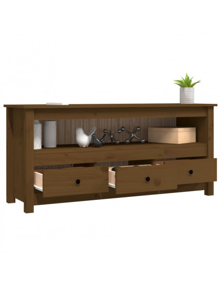 Mobile Porta TV Miele 114x35x52 cm in Legno Massello di Pino