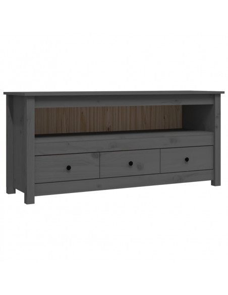 Mobile Porta TV Grigio 114x35x52 cm in Legno Massello di Pino