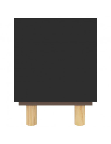 Mobile TV Nero 105x30x40 cm Massello Pino e Rattan Naturale