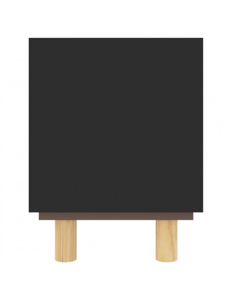 Mobile TV Nero 105x30x40 cm Massello Pino e Rattan Naturale