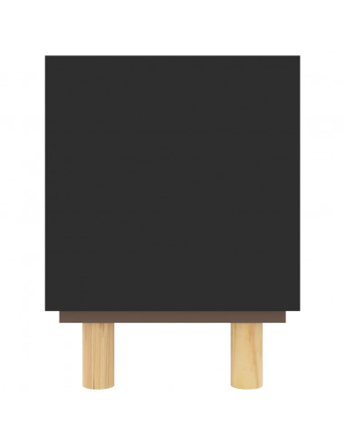 Mobile TV Nero 80x30x40 cm Massello Pino e Rattan Naturale