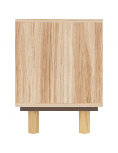 Mobile TV Marrone 80x30x40 cm Massello Pino e Rattan Naturale