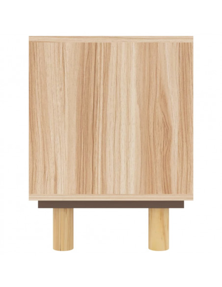 Mobile TV Marrone 80x30x40 cm Massello Pino e Rattan Naturale