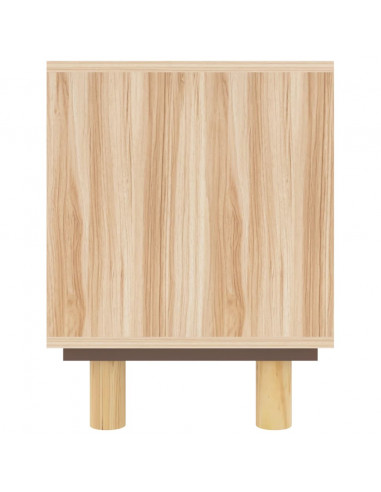 Mobile TV Marrone 105x30x40 cm Massello Pino e Rattan Naturale