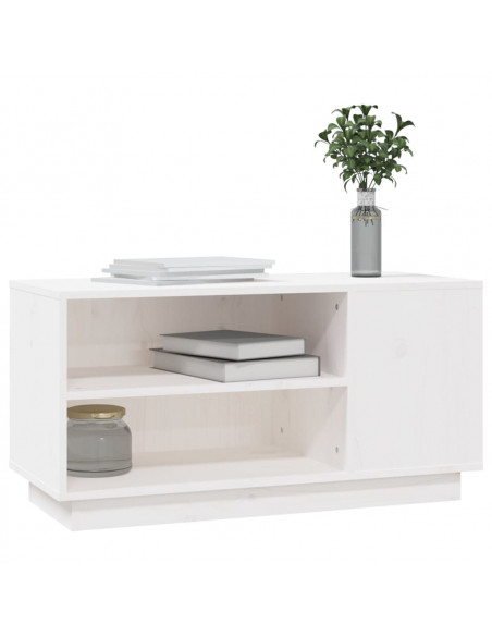 Mobile Porta TV Bianco 80x35x40,5 cm in Legno Massello di Pino