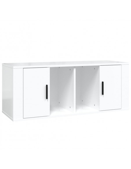 Mobile Porta TV Bianco Lucido 100x35x40 cm in Legno Multistrato